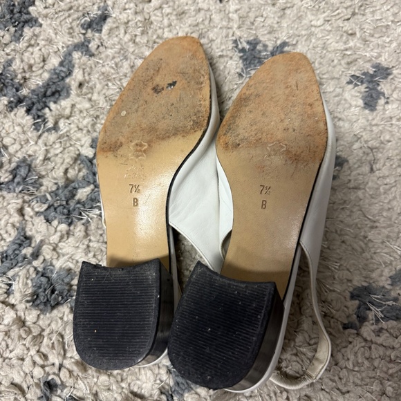 Vintage Sergio Casciani White Leather Slingback Block Pumps Women’s  Size 7 1/2 - Picture 7 of 8